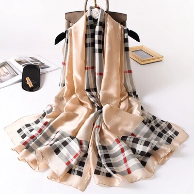 180X90cm Μεγάλα σάλια Φθινοπωρινά, ανθεκτικά στη σκόνη, αντηλιακά μαντήλια με τυπώματα αντηλιακής πετσέτας παραλίας Δημοφιλή γράμματα σατέν μεταξωτό μπαντάνα χειμώνα