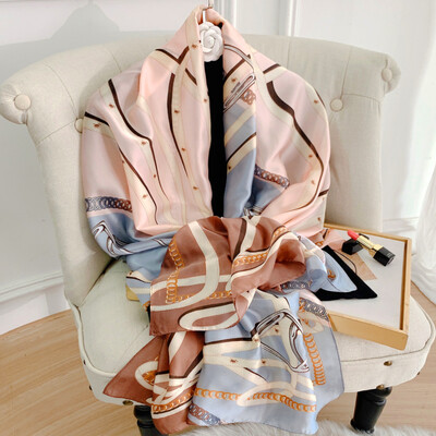 180X90cm Μεγάλα σάλια Φθινοπωρινά, ανθεκτικά στη σκόνη, αντηλιακά μαντήλια με τυπώματα αντηλιακής πετσέτας παραλίας Δημοφιλή γράμματα σατέν μεταξωτό μπαντάνα χειμώνα