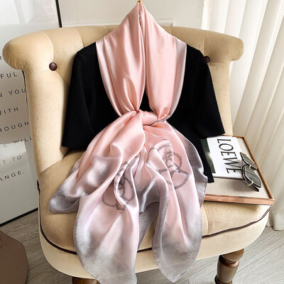 180X90cm Μεγάλα σάλια Φθινοπωρινά, ανθεκτικά στη σκόνη, αντηλιακά μαντήλια με τυπώματα αντηλιακής πετσέτας παραλίας Δημοφιλή γράμματα σατέν μεταξωτό μπαντάνα χειμώνα