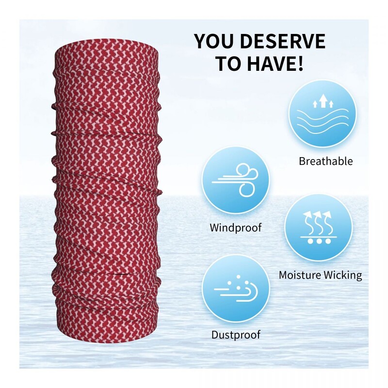 Közel-keleti keffiyeh bandana nyakszárvédő, nyomtatott piros fehér Kufiya Shemagh balaklavák arcmaszk sál fejpánt lovaglás felnőtteknek