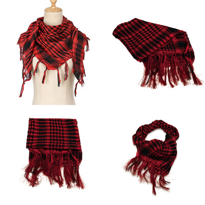 RIMAIRE poliészter terepszínű nyomott muszlim hidzsáb bojtokkal légáteresztő és napernyő 95*95 cm méretű sál