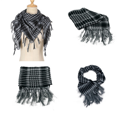 RIMAIRE poliészter terepszínű nyomott muszlim hidzsáb bojtokkal légáteresztő és napernyő 95*95 cm méretű sál