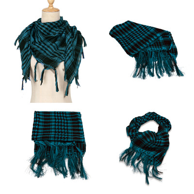 RIMAIRE poliészter terepszínű nyomott muszlim hidzsáb bojtokkal légáteresztő és napernyő 95*95 cm méretű sál