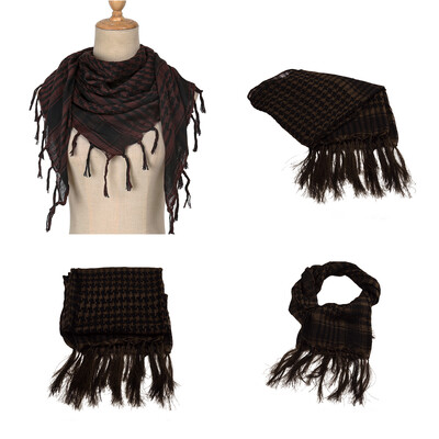 RIMAIRE poliészter terepszínű nyomott muszlim hidzsáb bojtokkal légáteresztő és napernyő 95*95 cm méretű sál