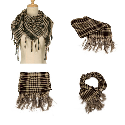 RIMAIRE poliészter terepszínű nyomott muszlim hidzsáb bojtokkal légáteresztő és napernyő 95*95 cm méretű sál