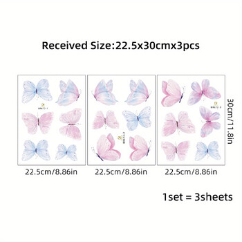 18 τμχ Ακουαρέλα πολύχρωμα αυτοκόλλητα τοίχου πεταλούδα για κορίτσια Διακόσμηση παιδικού δωματίου Διακόσμηση κρεβατοκάμαρας Διακοσμητικό σαλονιού Αυτοκόλλητα τοίχου