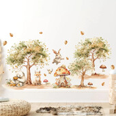 2Gb Lauku koku lapsas trusis lāča sienas uzlīmes Bērnu istabas dekors mājas dekorēšanai Essentials Bērnu istabas sienu uzlīmes Dzīvojamā istaba