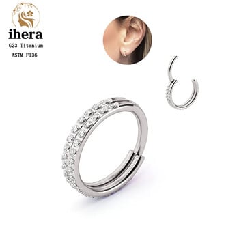 G23 Titanium Nose Ring Clicker Ear Cartilage Tragus Helix Daith Στρογγυλά σκουλαρίκια Κρίκοι CZ 16G με αρθρωτό τμήμα Body Piercing Κοσμήματα