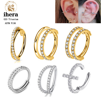 G23 Titan Inel pentru nas Clicker Cartilajul urechii Tragus Helix Daith Cercei rotunzi Cercei CZ 16G Segment cu balamale Piercing pentru corp Bijuterii