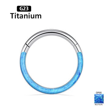 G23 Titanium Piercing Septum Nose Ring Opal Stone Hight Segment δαχτυλίδια Ανοιχτό Αντιαλλεργικό Σκουλαρίκι για διάτρηση μύτης Κοσμήματα