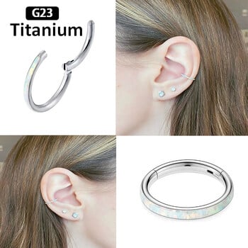 G23 Titanium Piercing Septum Nose Ring Opal Stone Hight Segment δαχτυλίδια Ανοιχτό Αντιαλλεργικό Σκουλαρίκι για διάτρηση μύτης Κοσμήματα