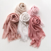 Tömör pamut pashmina kendő női pakolás meleg téli sálak Hidzsáb design nyomat női foulard bandana stoles sál 2024 ÚJ