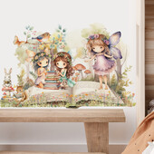 Aranyos tündér olvasó falmatrica kislányoknak bölcsődei gyerekszoba háttér fali dekoráció gyerekszoba falmatricák