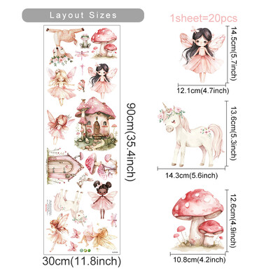 Aranyos tündér olvasó falmatrica kislányoknak bölcsődei gyerekszoba háttér fali dekoráció gyerekszoba falmatricák