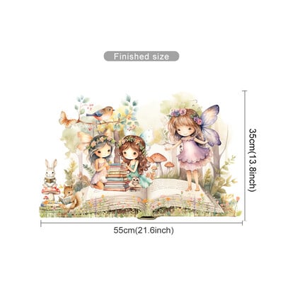 Aranyos tündér olvasó falmatrica kislányoknak bölcsődei gyerekszoba háttér fali dekoráció gyerekszoba falmatricák