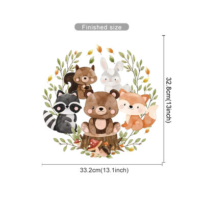 Karikatūra Meža dzīvnieki Lapsas Lāči Vainagu Lapas Vannas istabas sienas uzlīmes WC pašlīmējošās sienas gleznojuma uzlīmes Mājas dekorēšanas uzlīmes