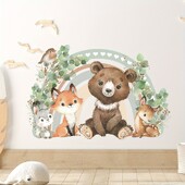 1db rajzfilm medve róka szív szivárvány állat falmatricák gyerekszobához gyerekszoba kivehető nappali dekorációs falmatricák