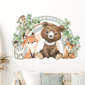 1 τμχ Cartoon Bear Fox Heart Rainbow Animal Αυτοκόλλητα τοίχου για Παιδικό Δωμάτιο Παιδικό Δωμάτιο Αφαιρούμενο Διακοσμητικό Σαλονιού Αυτοκόλλητα τοίχου