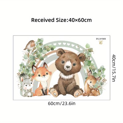 1db rajzfilm medve róka szív szivárvány állat falmatricák gyerekszobához gyerekszoba kivehető nappali dekorációs falmatricák