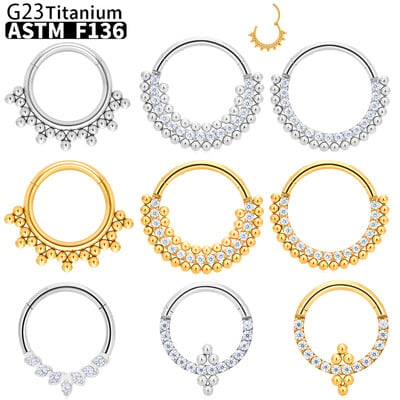 G23 Titanium Piercing Nose Ring Body Jewelry Hoop σκουλαρίκια ASTM F136 Cartilage Tragus Diaphragm Titanium Hing