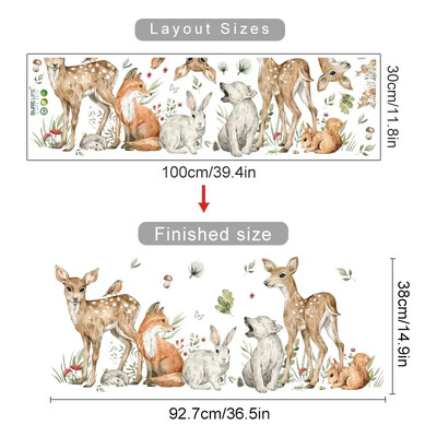 Akvarelová kreslená zvieracia ilustrácia, nálepka na stenu do detskej izby, odnímateľné nálepky na stenu, umelecká potlač, detská izba, interiérová dekorácia do domácnosti