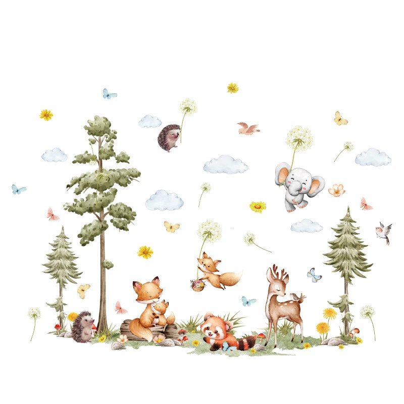 Autocolante mari de perete cu animale din junglă de safari pentru camere de copii Creșă pentru copii pentru copii Dormitor Decorare camera de zi Decal Vinil