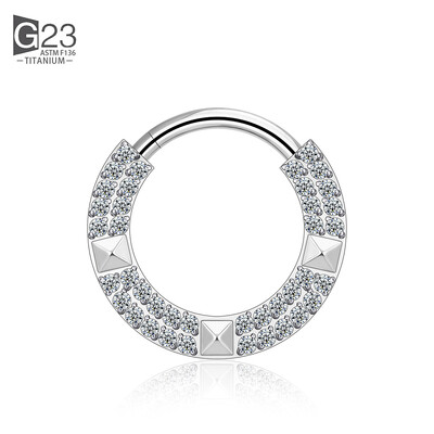 ASTM F-136 titan Uho Nos PIERC Piercing naušnice od hrskavice CZ Popločani bočni prstenovi Segmentni prstenovi Clicke Tragus prsten Nakit