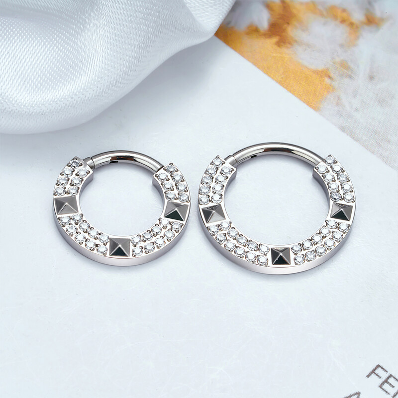 ASTM F-136 titan Uho Nos PIERC Piercing naušnice od hrskavice CZ Popločani bočni prstenovi Segmentni prstenovi Clicke Tragus prsten Nakit