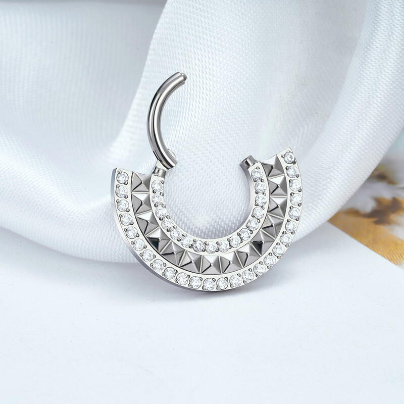 ASTM F-136 titan Uho Nos PIERC Piercing naušnice od hrskavice CZ Popločani bočni prstenovi Segmentni prstenovi Clicke Tragus prsten Nakit