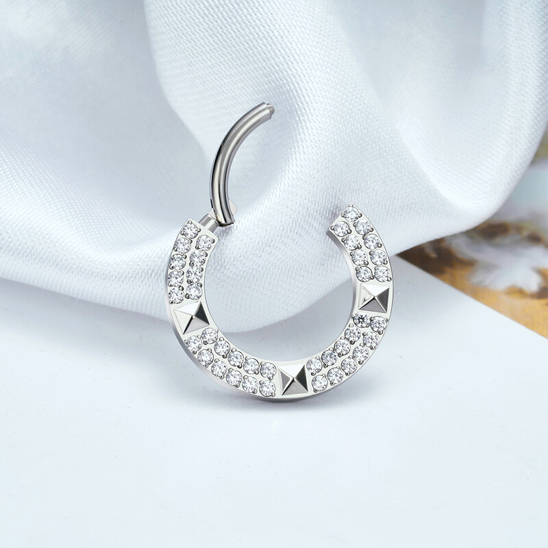 ASTM F-136 titan Uho Nos PIERC Piercing naušnice od hrskavice CZ Popločani bočni prstenovi Segmentni prstenovi Clicke Tragus prsten Nakit