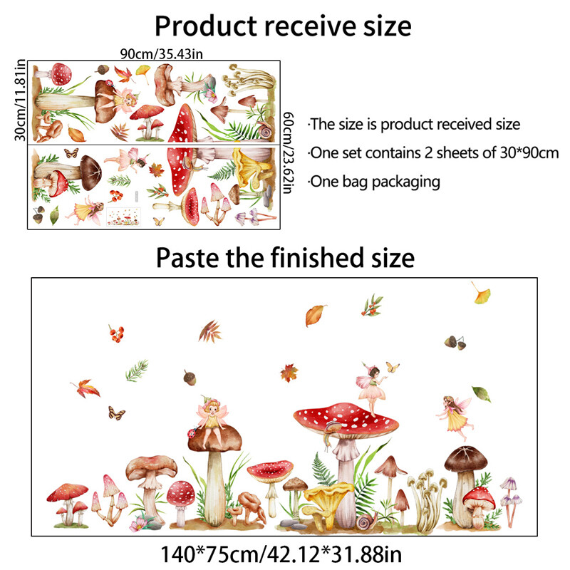 Rajzfilm Gombatündér fali matricák lányszoba gyerekeknek gyerekeknek öntapadó vinil lakberendezési nappali hálószoba tapéta