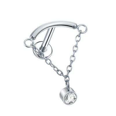1 DB ASTM F136 implantátum minőségű titán rejtett spirál finom lánccsepp CZ Labret porcos fülbevaló lapos hátú, szexi ékszer