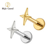 Right Grand ASTM F136 titan 16G četverokraka zvjezdasta naušnica hrskavice Helix Tragus Stud Flatback Labret Nose Stud Piercing