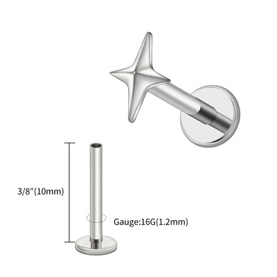 Right Grand ASTM F136 titan 16G četverokraka zvjezdasta naušnica hrskavice Helix Tragus Stud Flatback Labret Nose Stud Piercing