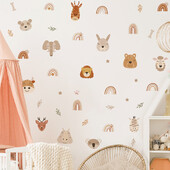 Boho stílusú erdei állatok szivárványos oroszlán fali matricák gyerekszoba baba óvoda fali matrica vinil falfestmény hálószoba lakberendezés