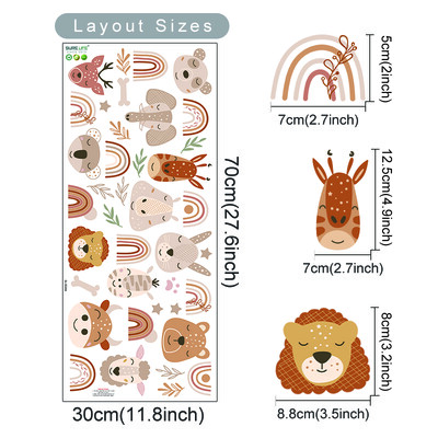 Boho stílusú erdei állatok szivárványos oroszlán fali matricák gyerekszoba baba óvoda fali matrica vinil falfestmény hálószoba lakberendezés
