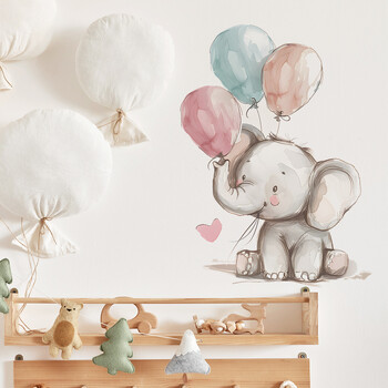 Elephant Balloon Bird Flower Παιδικό αυτοκόλλητο ταπετσαρία Αυτοκόλλητα τοίχου για μωρό αγόρι νηπιαγωγείο Διακόσμηση παιδικού δωματίου