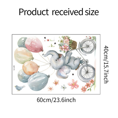 Elefánt Léggömb Virág Gyermek matrica Tapéta Falmatricák Kislány Fiú Bölcsőde Hálószoba Gyerekszoba Dekoráció