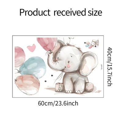 Elefánt Léggömb Virág Gyermek matrica Tapéta Falmatricák Kislány Fiú Bölcsőde Hálószoba Gyerekszoba Dekoráció