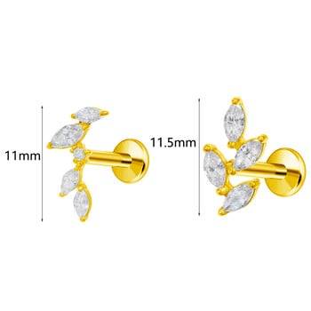 ASTM F136 G23 Титаниев пиърсинг Branch Earring Stud Moon Push In CZ Threadless Labret Piercing 16/18/20G хрущял Бижута за тяло