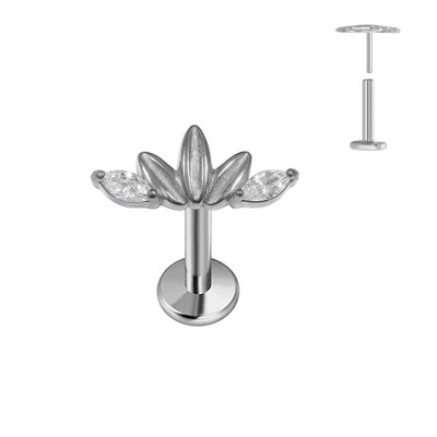 ASTM F136 G23 Piercing din titan Ramă Cercel Stud Moon Push In CZ Piercing Labret fără fir 16/18/20G Bijuterii pentru corp pentru cartilaj
