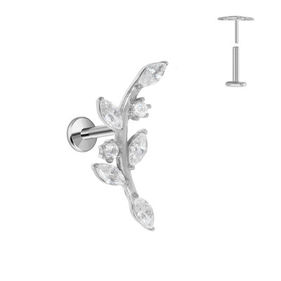 ASTM F136 G23 Piercing din titan Ramă Cercel Stud Moon Push In CZ Piercing Labret fără fir 16/18/20G Bijuterii pentru corp pentru cartilaj