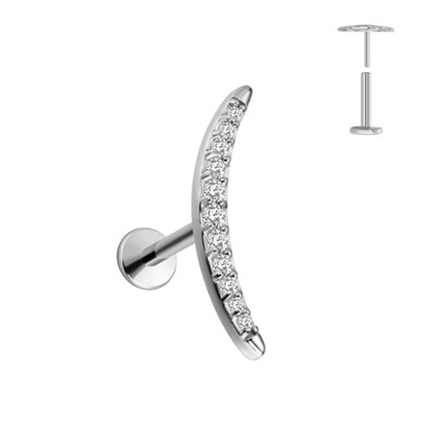 ASTM F136 G23 Piercing din titan Ramă Cercel Stud Moon Push In CZ Piercing Labret fără fir 16/18/20G Bijuterii pentru corp pentru cartilaj