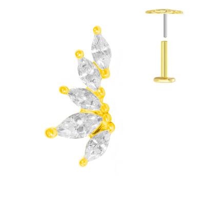 ASTM F136 G23 Piercing din titan Ramă Cercel Stud Moon Push In CZ Piercing Labret fără fir 16/18/20G Bijuterii pentru corp pentru cartilaj