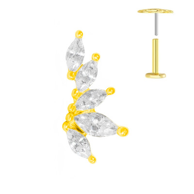 ASTM F136 G23 Piercing din titan Ramă Cercel Stud Moon Push In CZ Piercing Labret fără fir 16/18/20G Bijuterii pentru corp pentru cartilaj