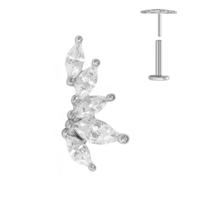 ASTM F136 G23 Piercing din titan Ramă Cercel Stud Moon Push In CZ Piercing Labret fără fir 16/18/20G Bijuterii pentru corp pentru cartilaj