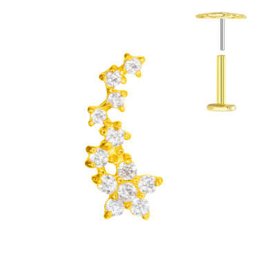 ASTM F136 G23 Piercing din titan Ramă Cercel Stud Moon Push In CZ Piercing Labret fără fir 16/18/20G Bijuterii pentru corp pentru cartilaj