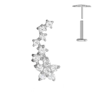 ASTM F136 G23 Piercing din titan Ramă Cercel Stud Moon Push In CZ Piercing Labret fără fir 16/18/20G Bijuterii pentru corp pentru cartilaj