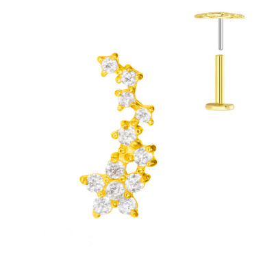 ASTM F136 G23 Piercing din titan Ramă Cercel Stud Moon Push In CZ Piercing Labret fără fir 16/18/20G Bijuterii pentru corp pentru cartilaj