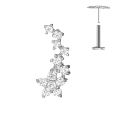 ASTM F136 G23 Piercing din titan Ramă Cercel Stud Moon Push In CZ Piercing Labret fără fir 16/18/20G Bijuterii pentru corp pentru cartilaj